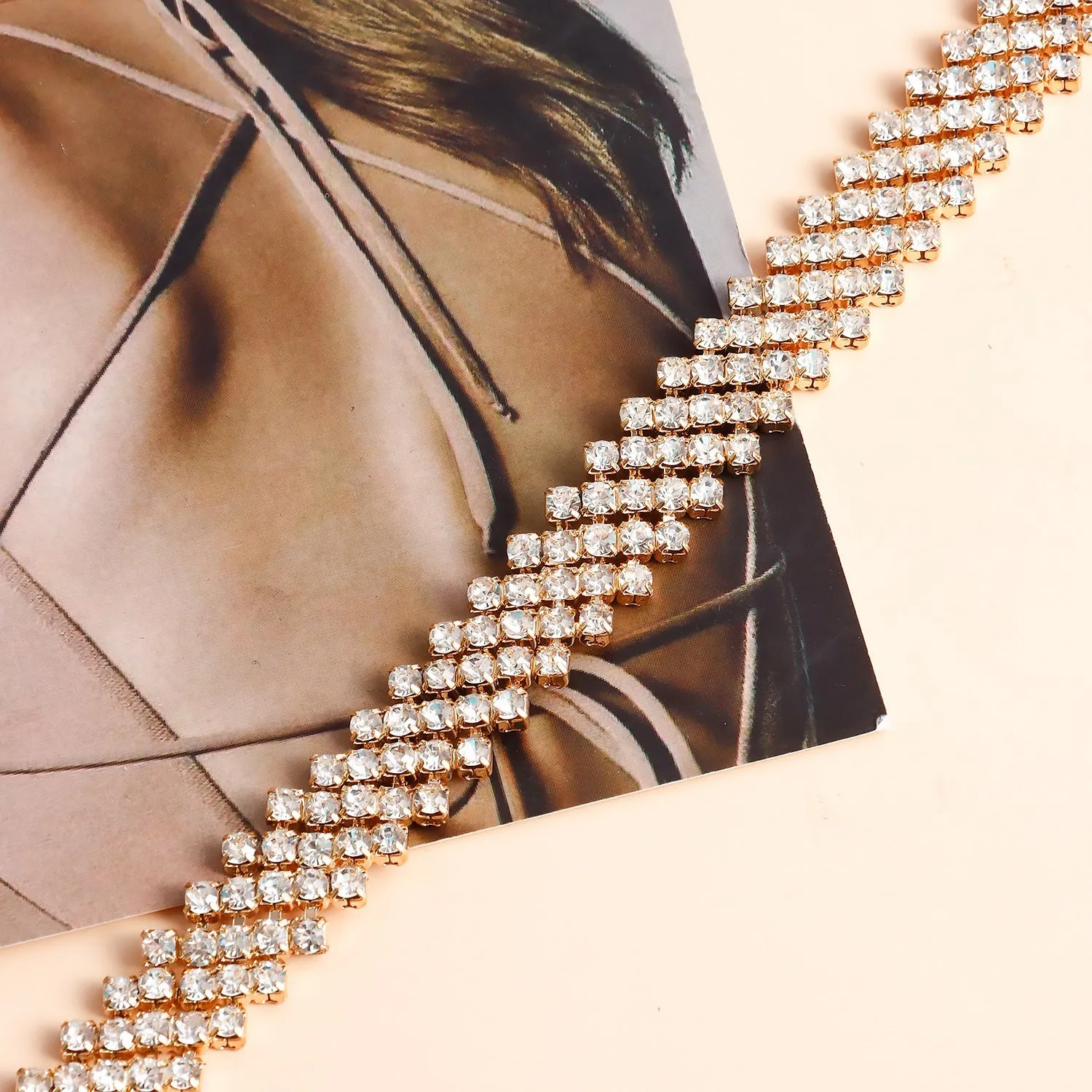 Cubic Zirconia & 18K Gold-Plated Pavé Choker Necklace