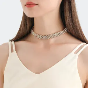 Cubic Zirconia & 18K Gold-Plated Pavé Choker Necklace