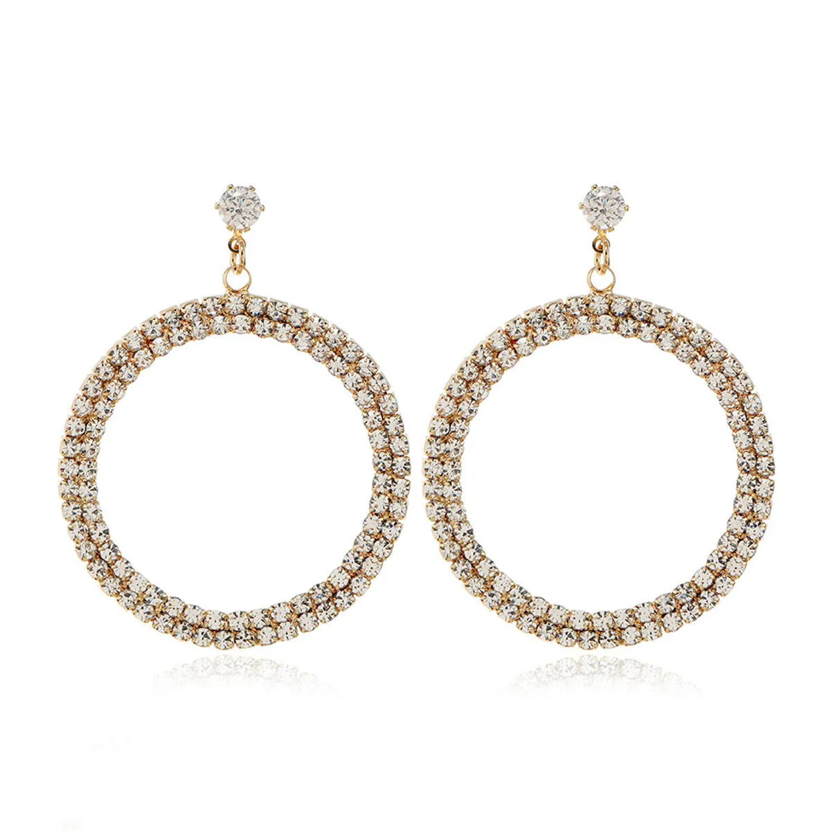 Cubic Zirconia & 18K Gold-Plated Pavé Circle Drop Earrings