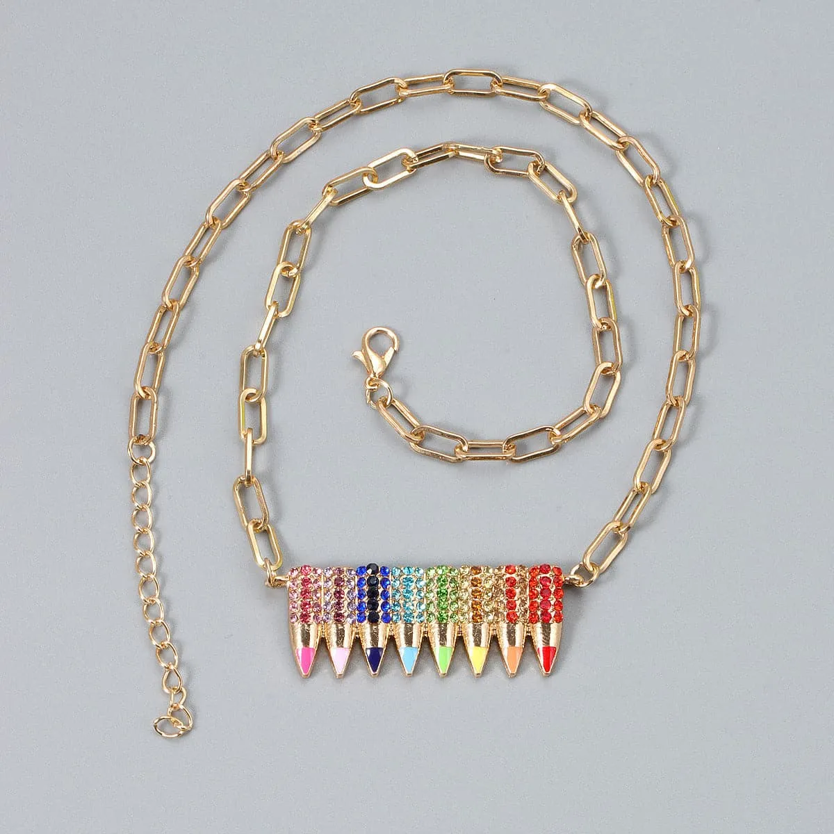 Cubic Zirconia & 18K Gold-Plated Pencil Pendant Necklace