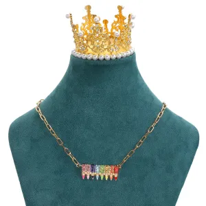 Cubic Zirconia & 18K Gold-Plated Pencil Pendant Necklace
