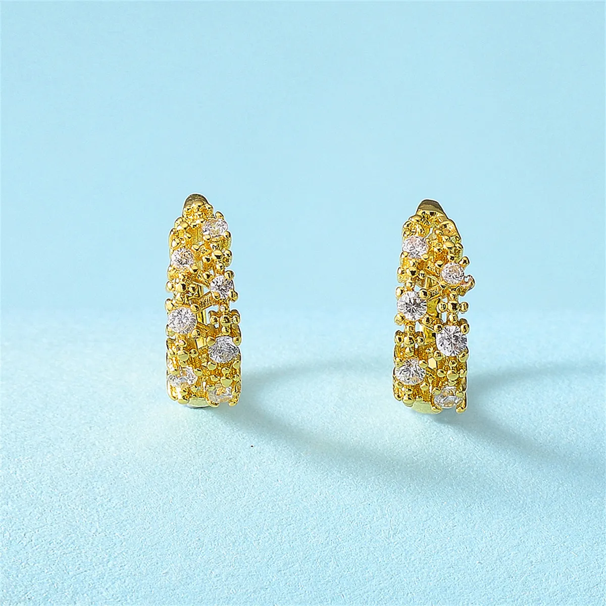 Cubic Zirconia & 18K Gold-Plated Prong-Set Ear Cuffs