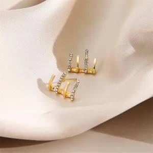 Cubic Zirconia & 18K Gold-Plated Rake Stud Earrings