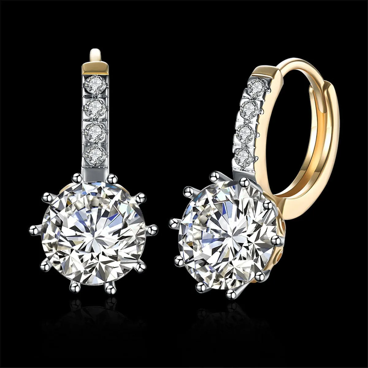 Cubic Zirconia & 18K Gold-Plated Round-Cut Huggie Earrings