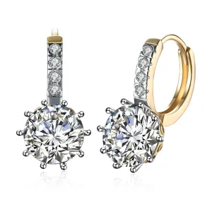 Cubic Zirconia & 18K Gold-Plated Round-Cut Huggie Earrings