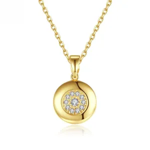 Cubic Zirconia & 18K Gold-Plated Round Pendant Necklace