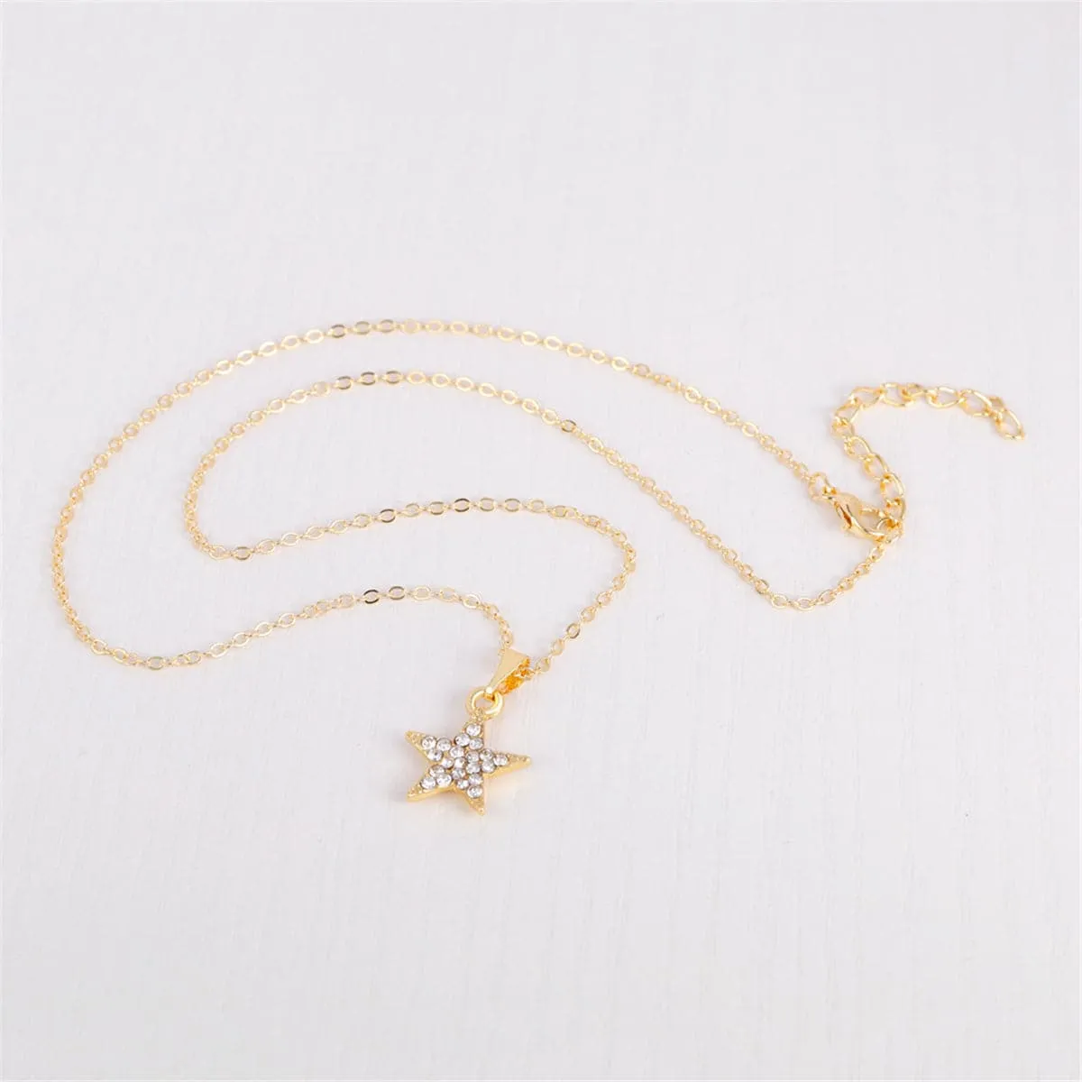 Cubic Zirconia & 18K Gold-Plated Star Pendant Necklace Set