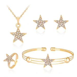 Cubic Zirconia & 18K Gold-Plated Star Pendant Necklace Set