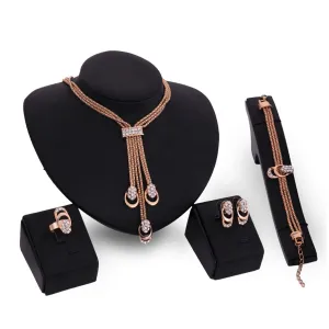 Cubic Zirconia & 18K Gold-Plated Tassel Pendant Necklace Set