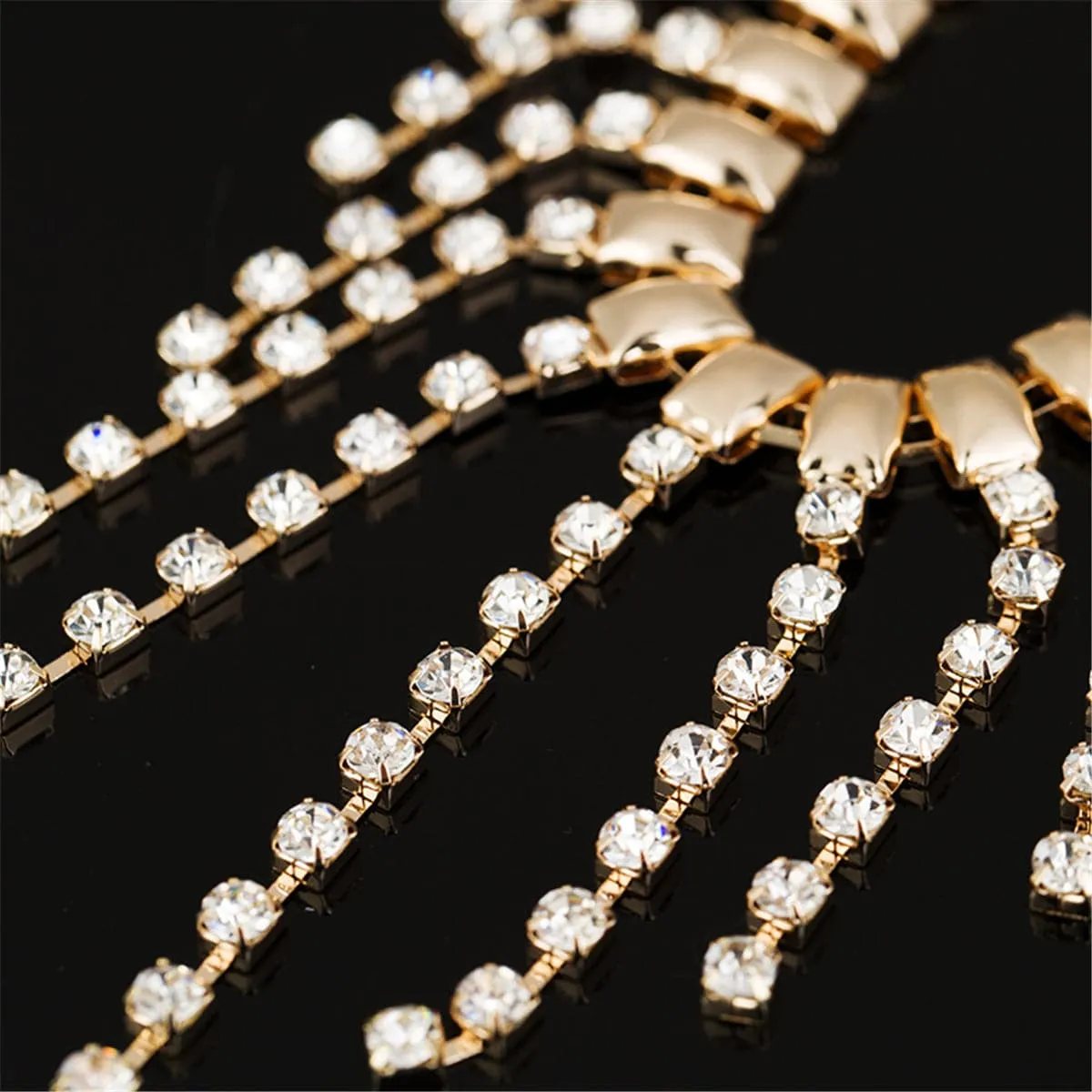 Cubic Zirconia & 18K Gold-Plated Tassel Statement Necklace