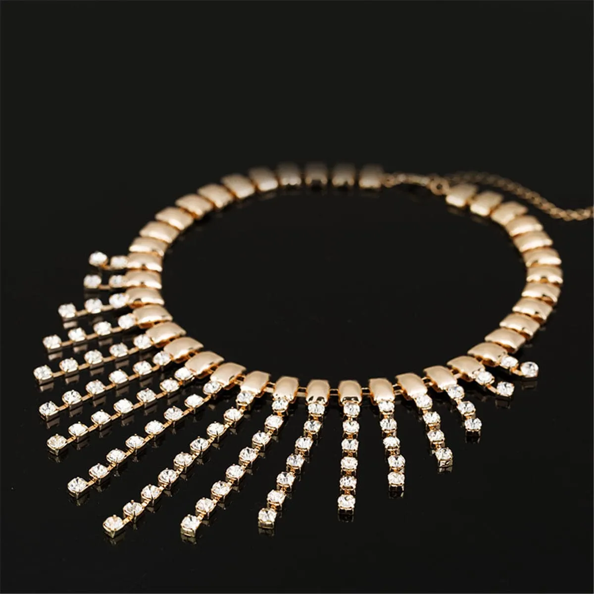 Cubic Zirconia & 18K Gold-Plated Tassel Statement Necklace