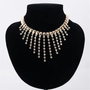 Cubic Zirconia & 18K Gold-Plated Tassel Statement Necklace