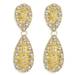 Cubic Zirconia & 18K Gold-Plated Teardrop Earring