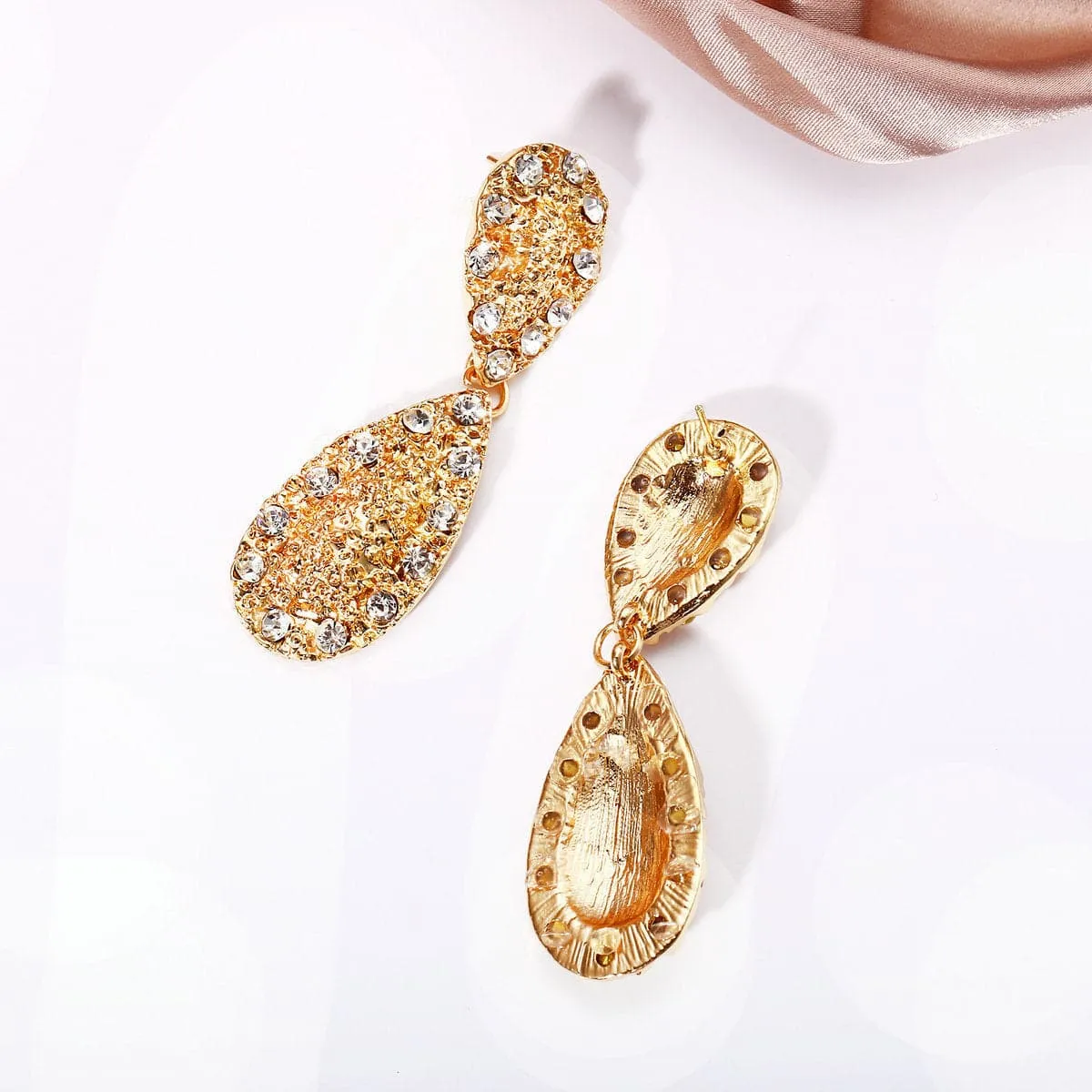 Cubic Zirconia & 18K Gold-Plated Teardrop Earring