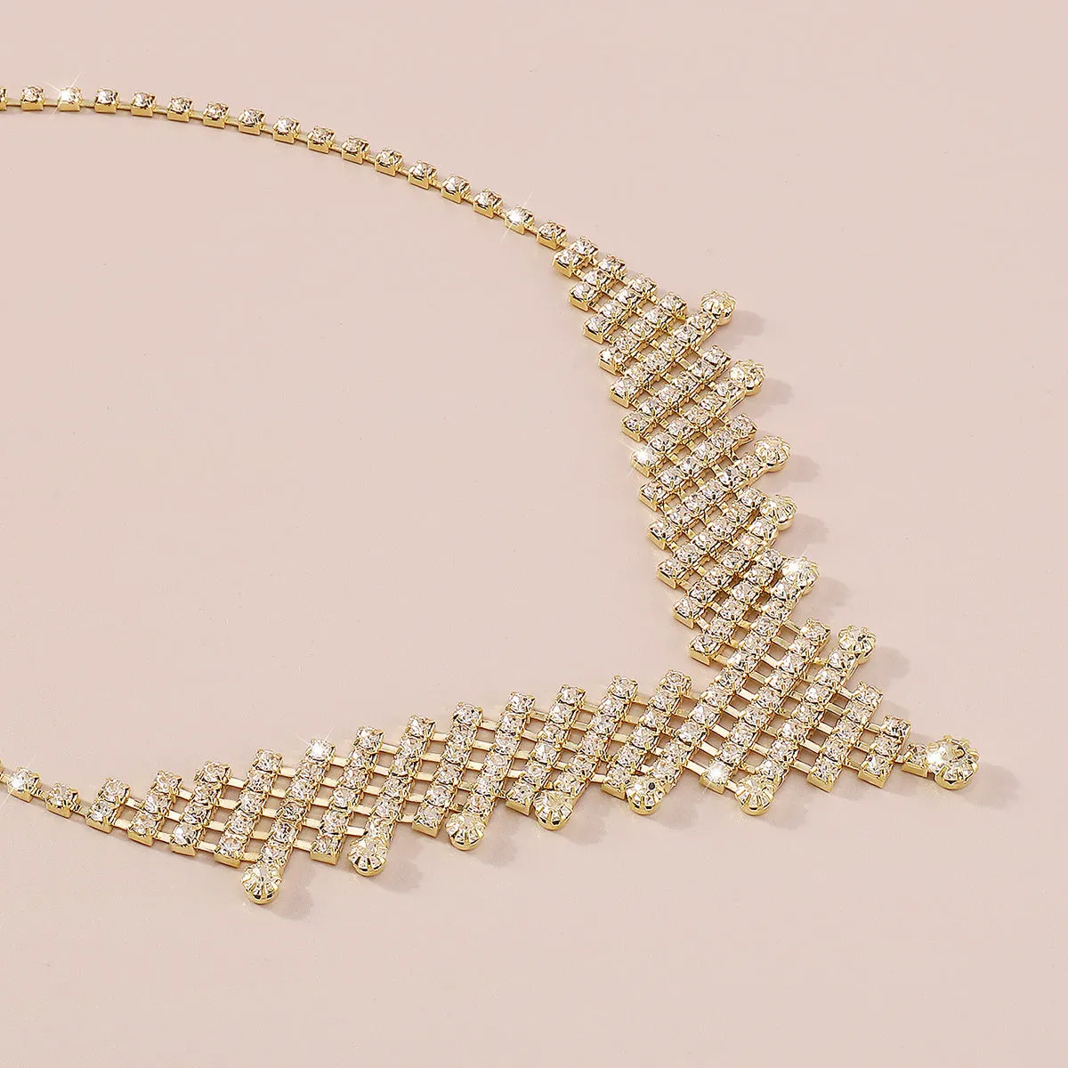 Cubic Zirconia & 18K Gold-Plated V Statement Necklace