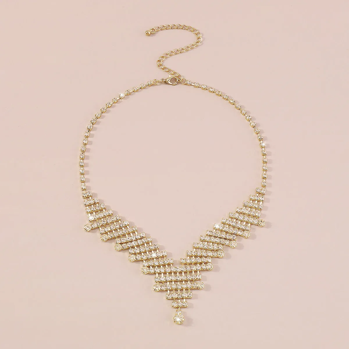 Cubic Zirconia & 18K Gold-Plated V Statement Necklace