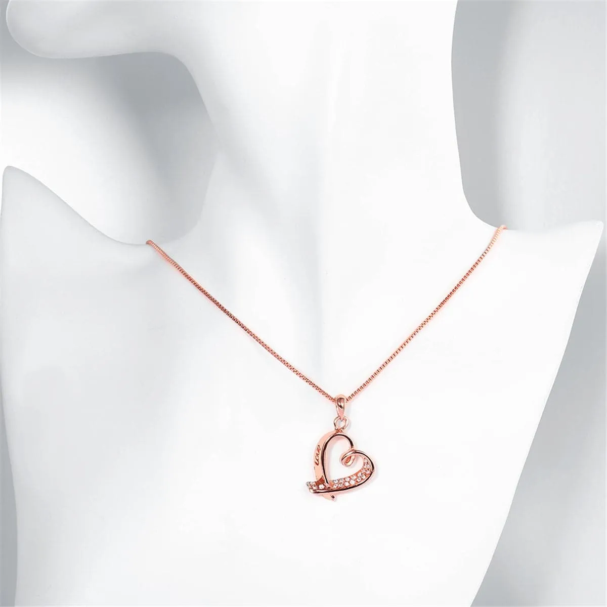 Cubic Zirconia & 18K Rose Gold-Plated Heart Pendant Necklace