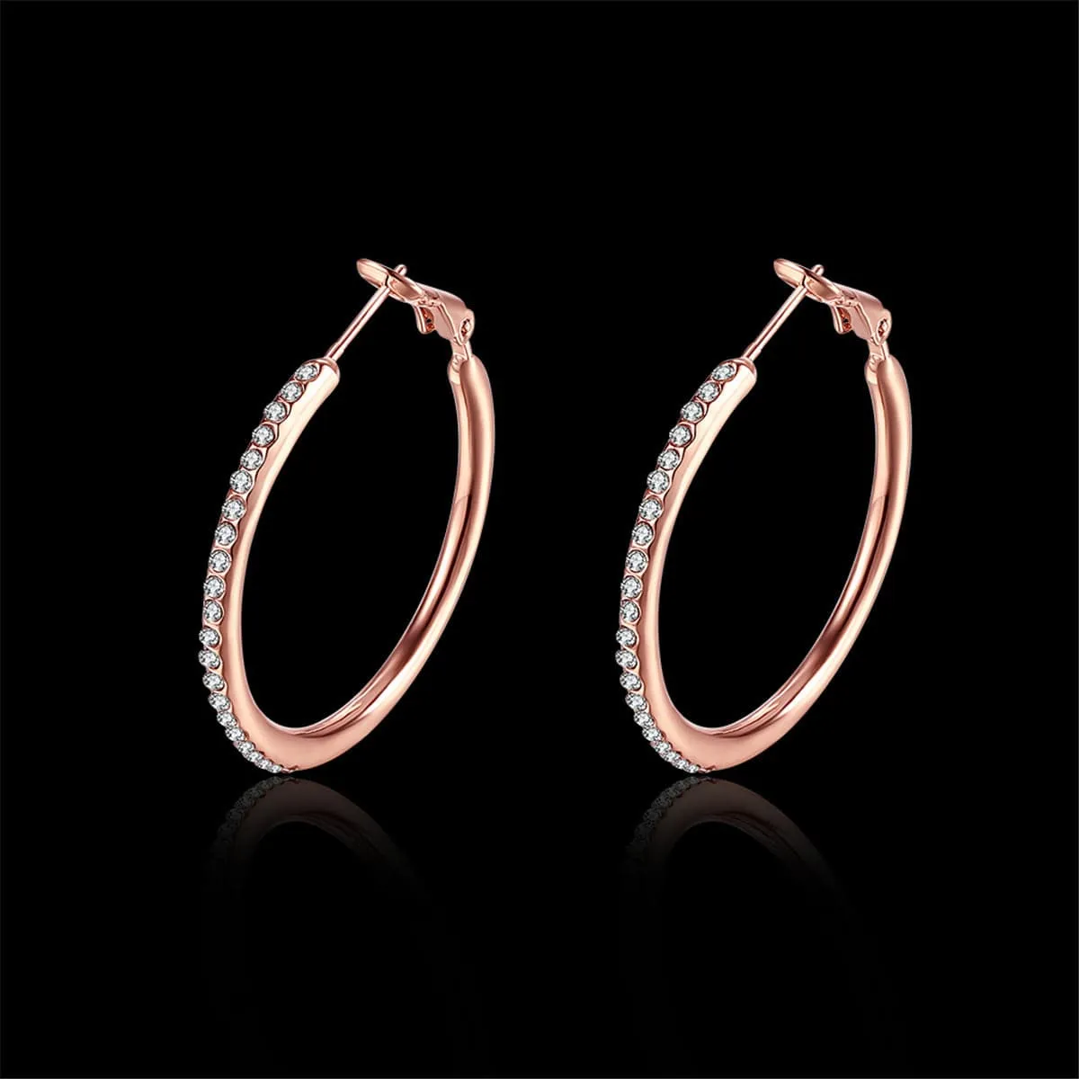 Cubic Zirconia & 18K Rose Gold-Plated Hoop Earrings