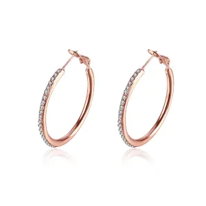 Cubic Zirconia & 18K Rose Gold-Plated Hoop Earrings