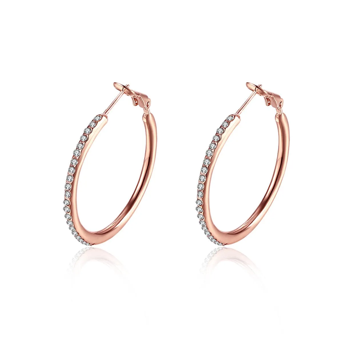 Cubic Zirconia & 18K Rose Gold-Plated Hoop Earrings