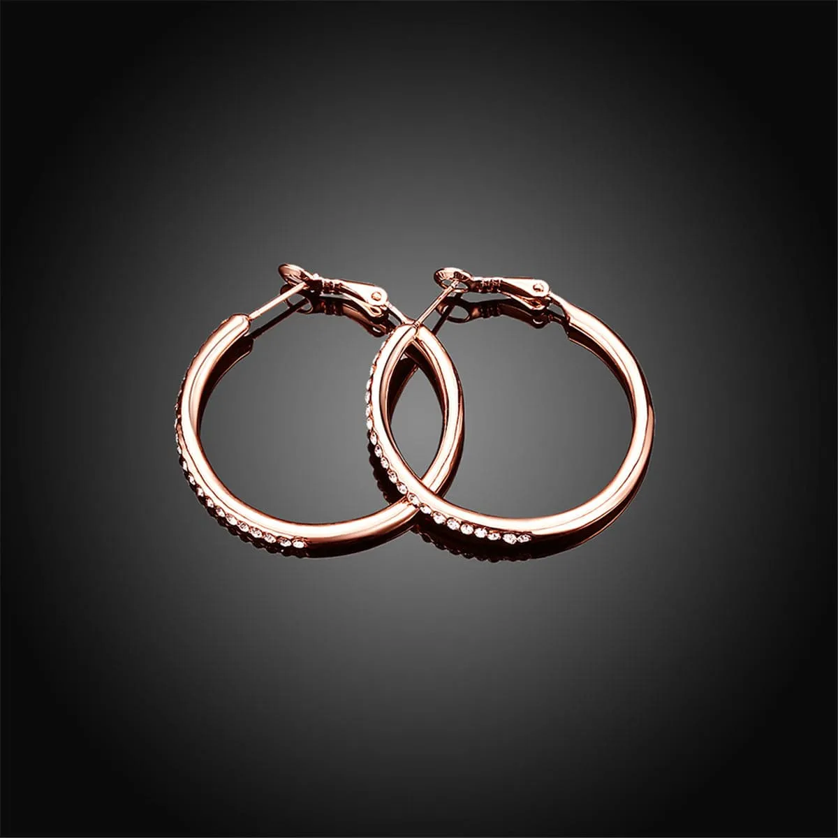 Cubic Zirconia & 18K Rose Gold-Plated Hoop Earrings