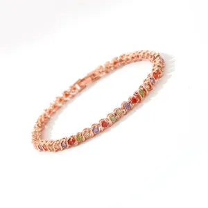 Cubic Zirconia & 18K Rose Gold-Plated Link Bracelet
