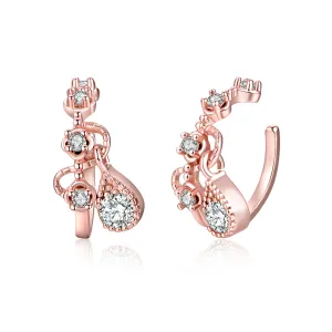 Cubic Zirconia & 18K Rose Gold-Plated Teardrop Dangle Ear Cuffs