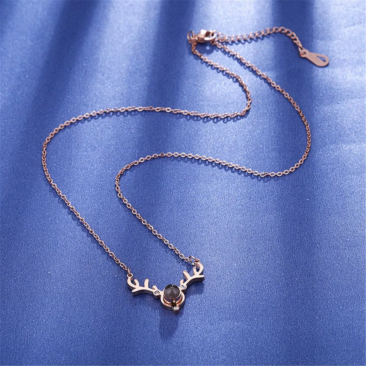 Cubic Zirconia & Crystal Antler Pendant Necklace