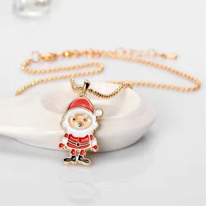 Cubic Zirconia & Enamel 18K Gold-Plated Santa Claus Pendant Necklace