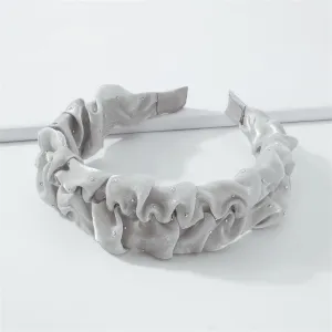 Cubic Zirconia & Gray Ruffled Hard Headband