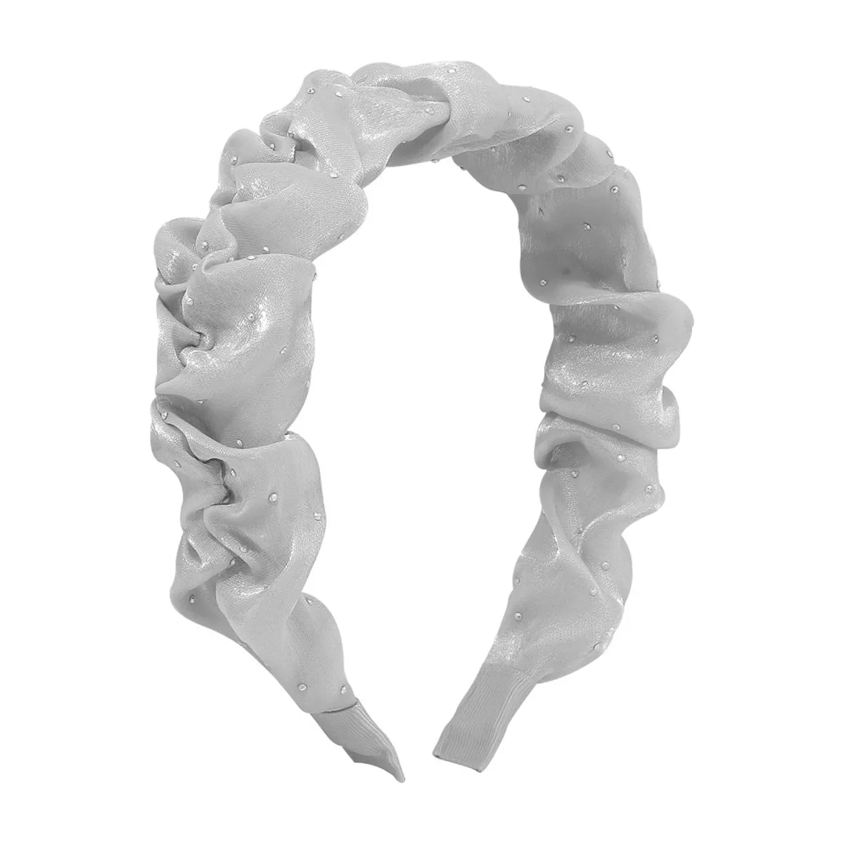 Cubic Zirconia & Gray Ruffled Hard Headband