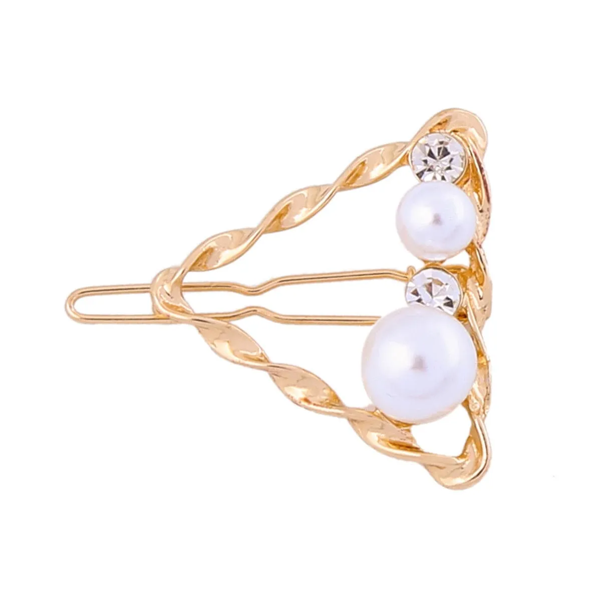 Cubic Zirconia & Pearl 18K Gold-Plated Four-Piece Hair Clip Set
