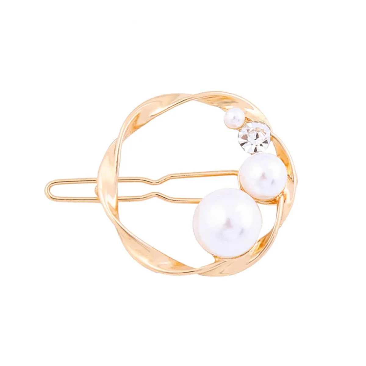 Cubic Zirconia & Pearl 18K Gold-Plated Four-Piece Hair Clip Set