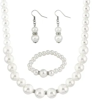 Cubic Zirconia & Pearl Silver-Plated Jewelry Set