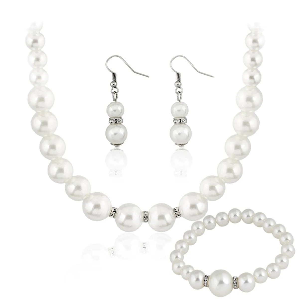 Cubic Zirconia & Pearl Silver-Plated Jewelry Set