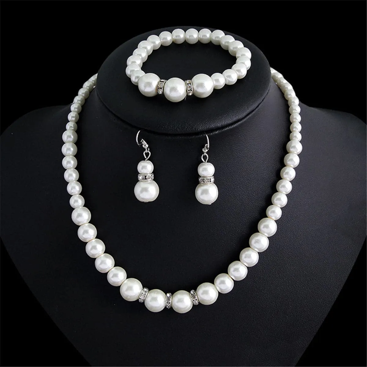 Cubic Zirconia & Pearl Silver-Plated Jewelry Set