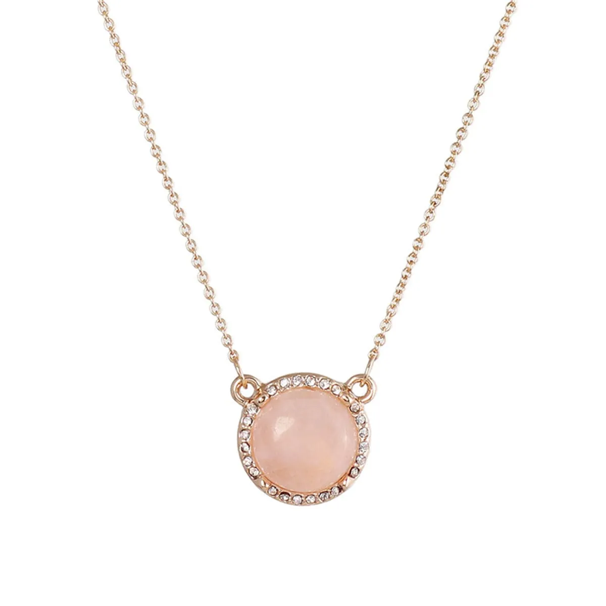 Cubic Zirconia & Pink Crystal Halo Round Pendant Necklace