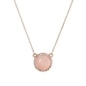 Cubic Zirconia & Pink Crystal Halo Round Pendant Necklace