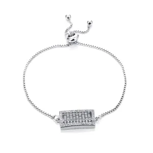 Cubic Zirconia & Silver-Plated Abacus Charm Adjustable Bracelet
