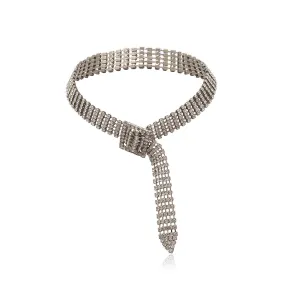 Cubic Zirconia & Silver-Plated Belt Choker Necklace