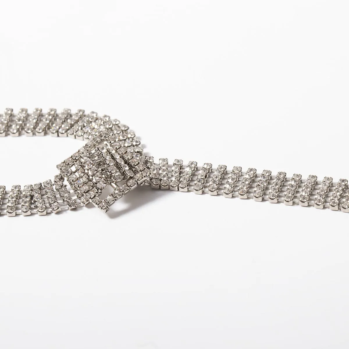 Cubic Zirconia & Silver-Plated Belt Choker Necklace