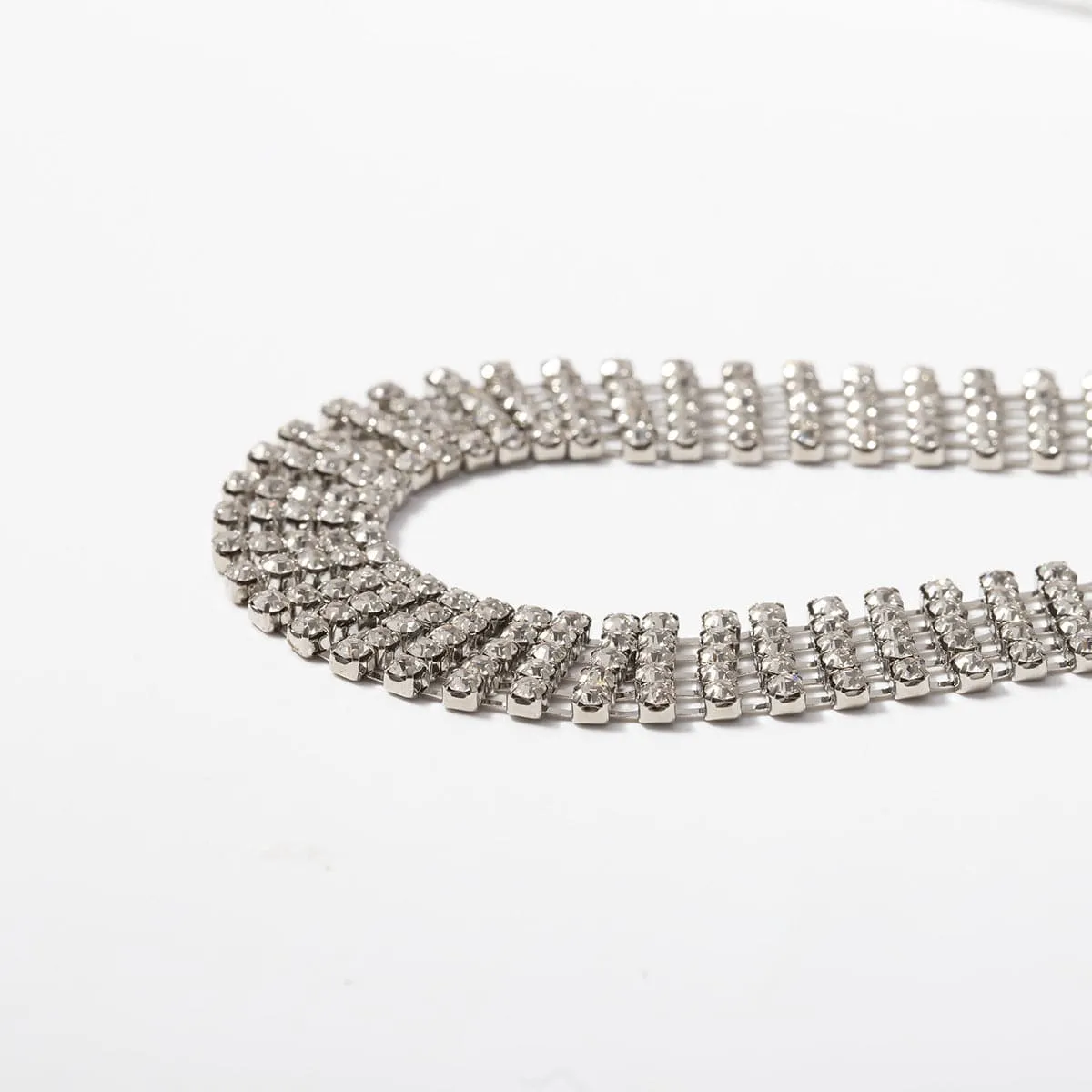 Cubic Zirconia & Silver-Plated Belt Choker Necklace
