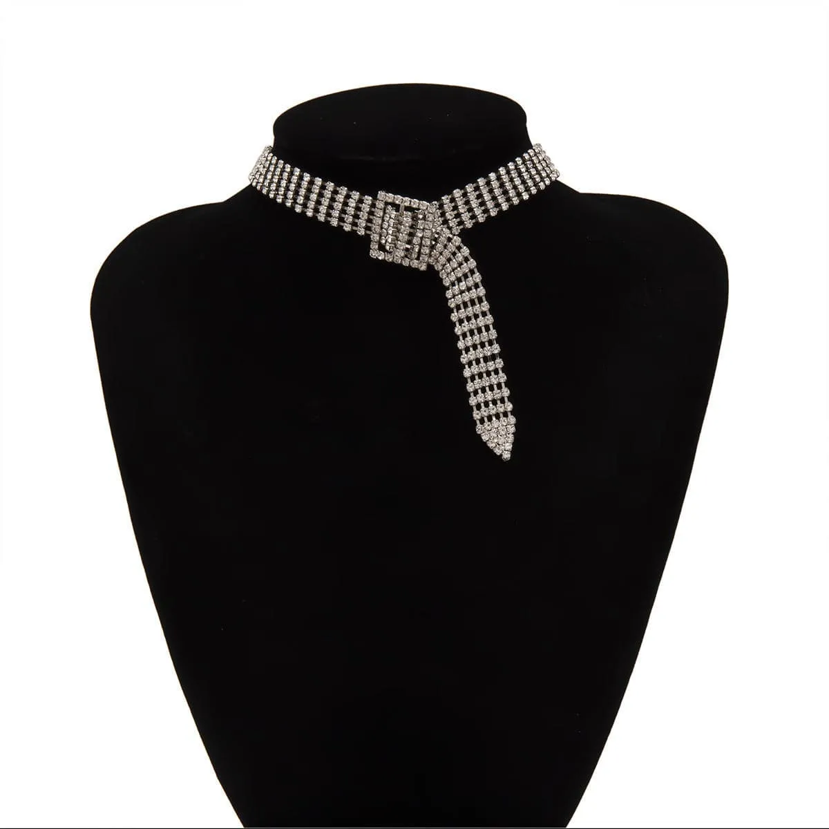 Cubic Zirconia & Silver-Plated Belt Choker Necklace