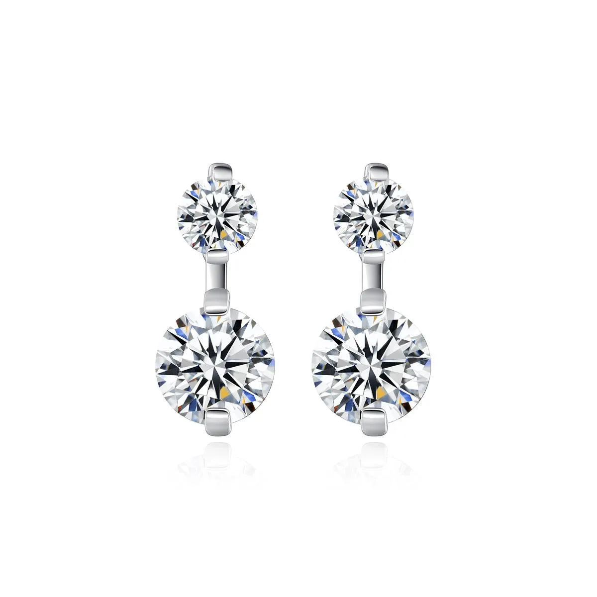 Cubic Zirconia & Silver-Plated Double Round Stud Earrings