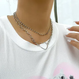 Cubic Zirconia & Silver-Plated Heart Pendant Necklace Set