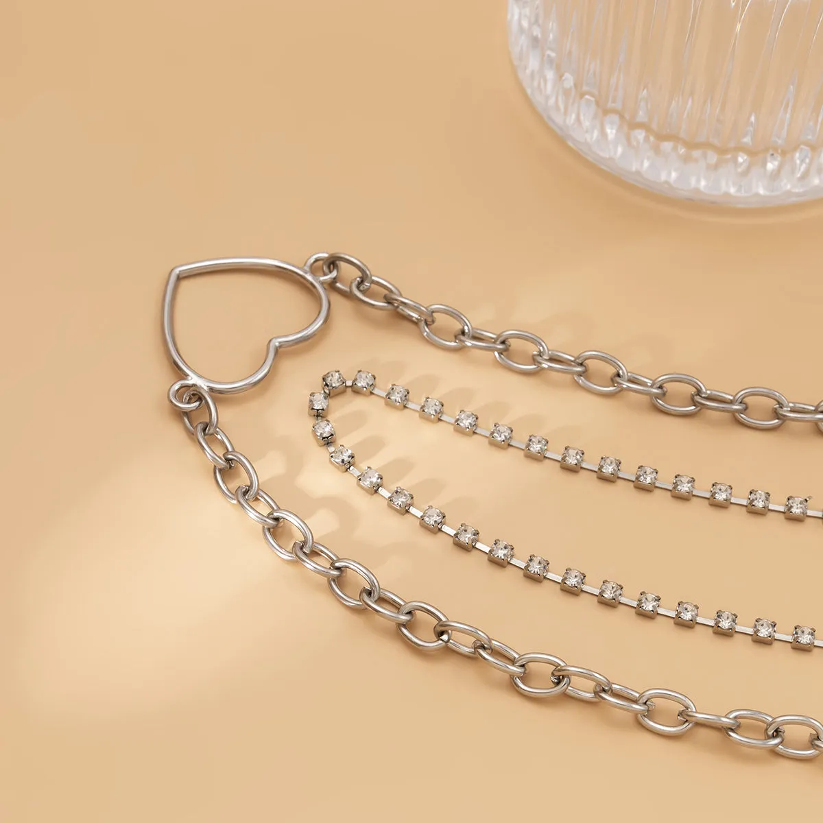 Cubic Zirconia & Silver-Plated Heart Pendant Necklace Set
