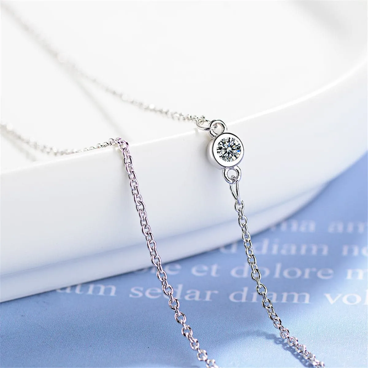 Cubic Zirconia & Silver-Plated Linking Flower Pendant Necklace