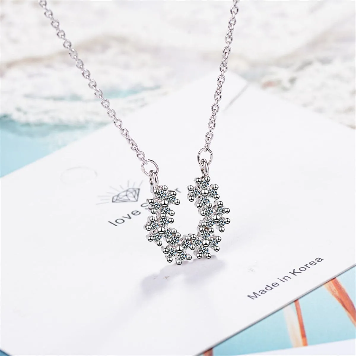 Cubic Zirconia & Silver-Plated Linking Flower Pendant Necklace