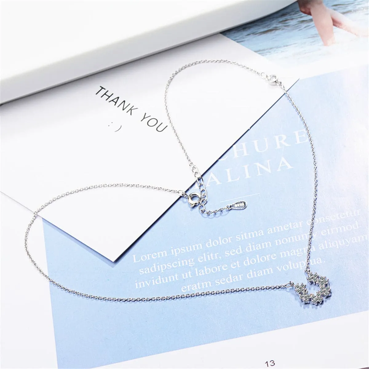 Cubic Zirconia & Silver-Plated Linking Flower Pendant Necklace
