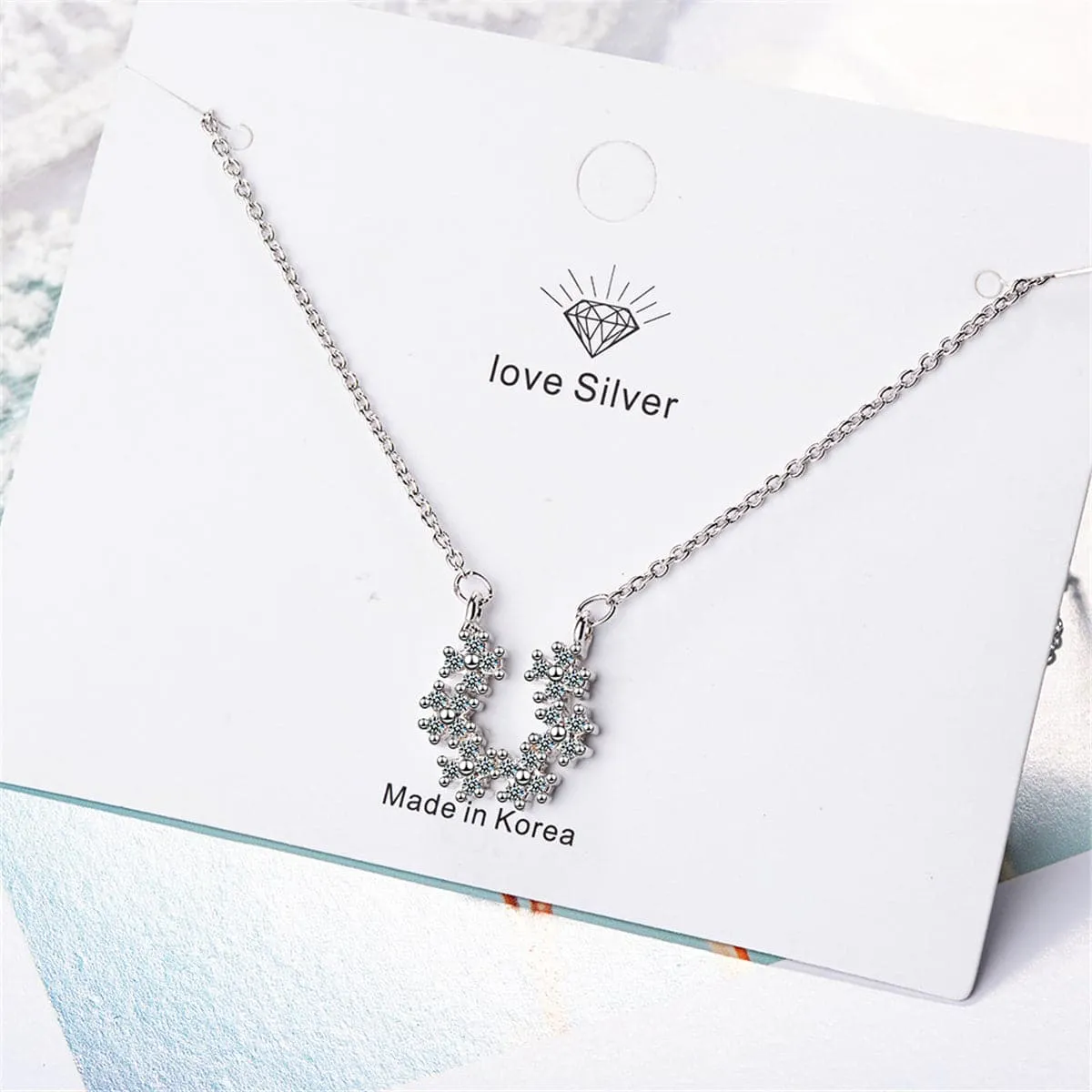 Cubic Zirconia & Silver-Plated Linking Flower Pendant Necklace
